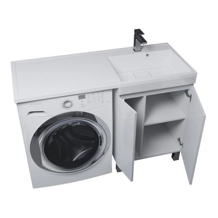 Тумба под стиральную машину Uperwood Magenta, 50 см, напольная, белая, с дверцами