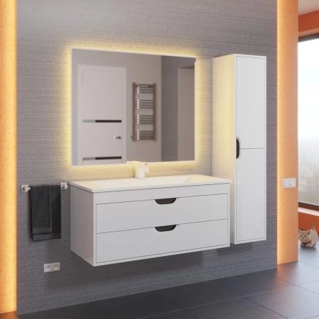 Тумба под раковину для ванной Uperwood Modul 100 см, подвесная, матовая, белая/графит