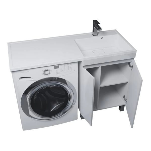 Тумба под стиральную машину Uperwood Magenta, 50 см, напольная, белая, с дверцами