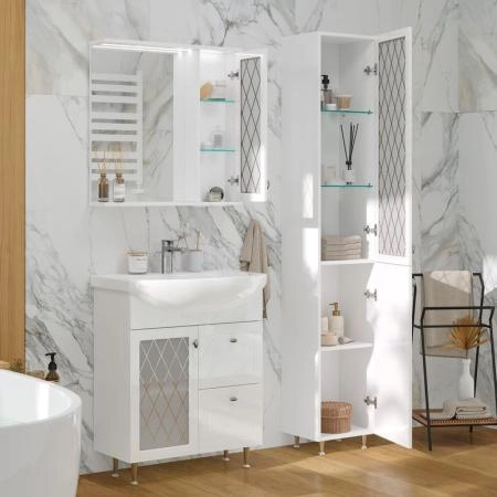 Пенал для ванной напольный Volna Milena 35 белый глянец