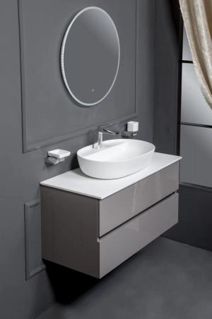 Тумба без раковины Boheme Vallessi 80*46cm АНТРАЦИТ глянец 2 полки 837-080-A glossy