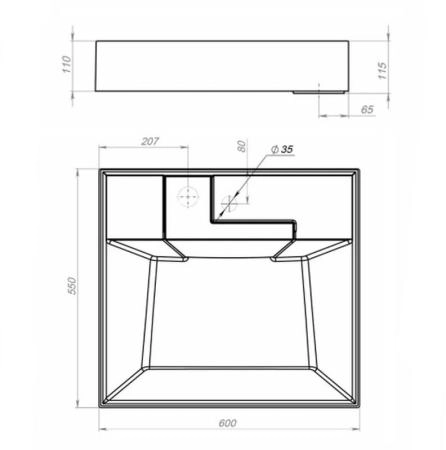 Раковина над стиральной машиной Uperwood Top 60*55 см, серая матовая