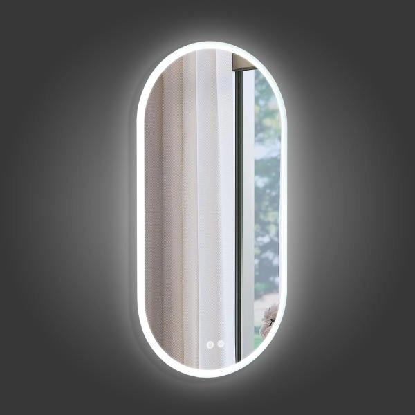 Зеркало Comforty Опал 00-00014222CF овальное 50x100 со светодиодной подсветкой холодный свет контактный сенсор антизапотевание