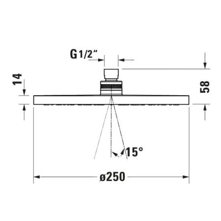 Duravit Shower Верхний душ Ø25см., 1 режим, настенный/потолочный, цвет: хром