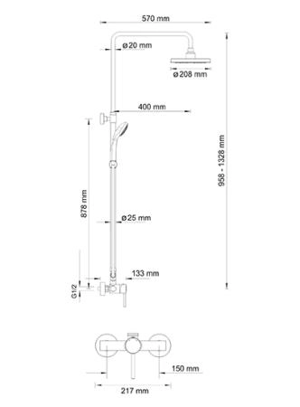 Душевая система WasserKraft A12202 хром