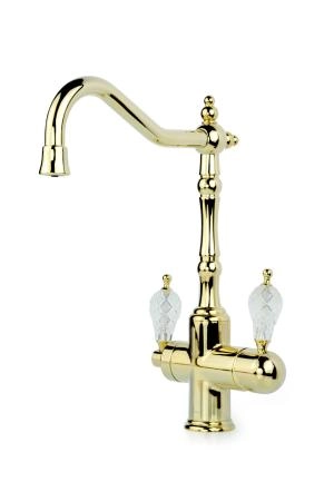 Смеситель для кухни Boheme с краном TRADIZIONALE ORO с ручкой CRYSTAL 112-CRST