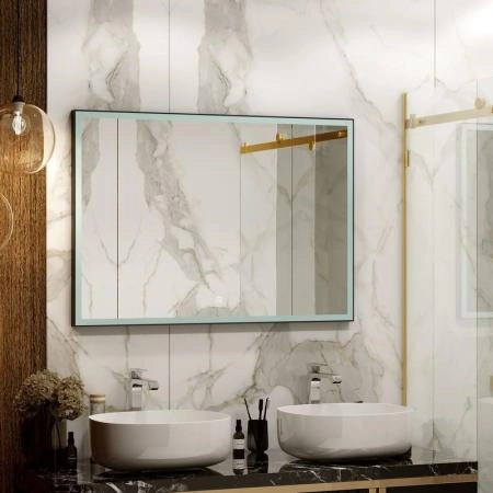 Зеркало Континент Frame black standart 1000x700 ЗЛП188 с подсветкой