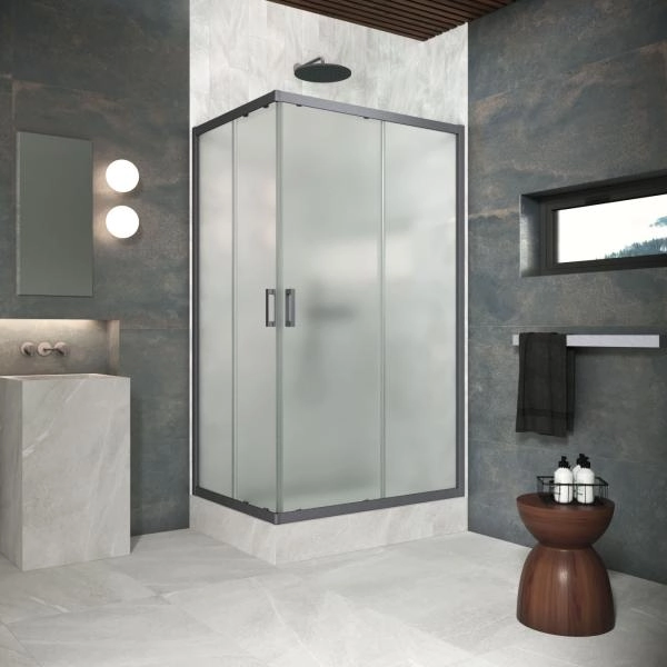 Душевой уголок Vegas-glass ZA-F Protec 110*80 06 10, профиль GunMetal, стекло сатин