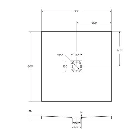 Душевой поддон BelBagno 80x80 искусственный камень белый квадратный TRAY-MR-UNO-A-80-35-W-CR