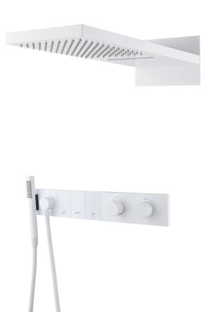 Встроенная душевая система Boheme ZODIAC с термостатом, трехпозиционная Matt White 133-MW