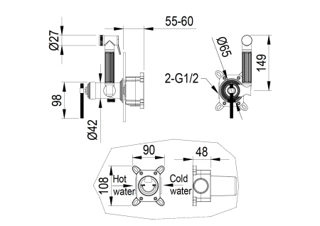 Смеситель гигиенический Boheme ETERNA GUN METAL 177-GM