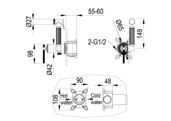Смеситель гигиенический Boheme ETERNA NICKEL BRUSH 177-NB