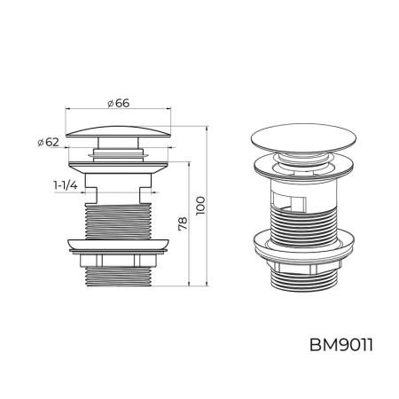 Донный клапан KNOTLOR BM9011C, с переливом хром