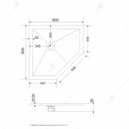 Душевой поддон трапеция RGW ST/T-Co Бетон 900x900 16155099-10 литьевой мрамор