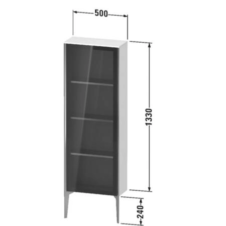 Duravit XViu Шкаф подвесной со стеклянной дверью 50x24x133см, 3 стеклянные полки (петли слева), цвет: белый глянцевый/champagne matt