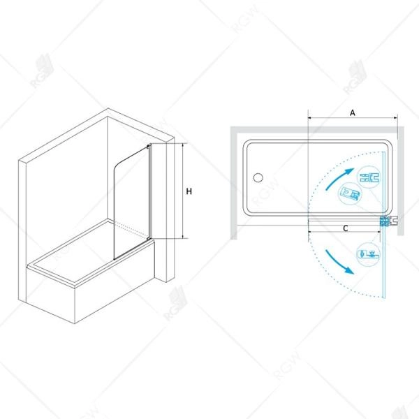 Шторка на ванну RGW Screens SC-01 90 см прозрачное Хром распашные 03110109-11