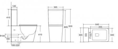 Унитаз ESBANO DUERO черный матовый безободковый напольный 635x360x825