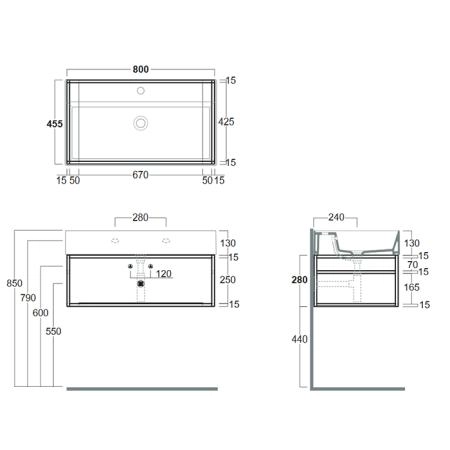 Simas Agile Структура металлическая 81x46xh28см, подвесная, для раковины с 1 отв., AG81, с 1 полкой, цвет: черный матовый