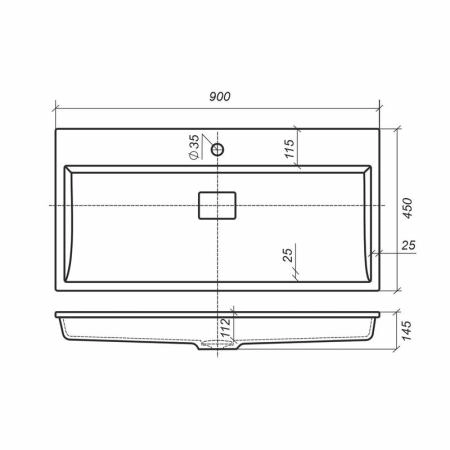 Раковина для ванной Uperwood Barsa 90 см, черная глянцевая