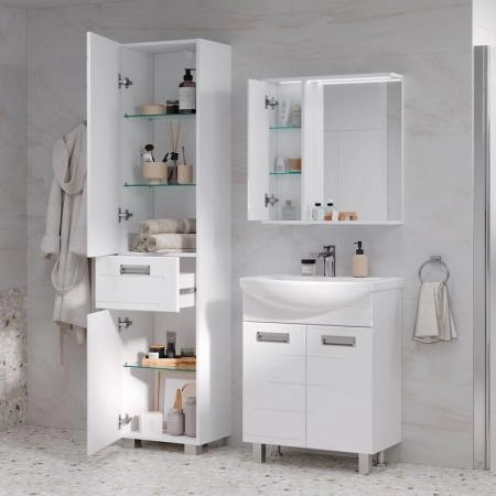 Зеркало-шкаф с LED подсветкой Volna Joli 60 левое (белый)