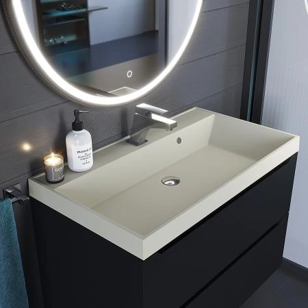 Раковина кварцевая Uperwood Classic Quartz 80 см, бежевая матовая, лён