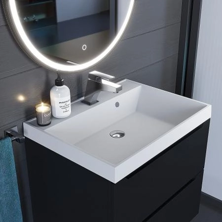 Раковина кварцевая Uperwood Classic Quartz 60 см, белая матовая, жасмин