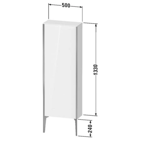 Duravit XViu Шкаф подвесной 50x24x133см, с 1 дверью, 3 стеклянными полками (петли слева), цвет: белый глянцевый/champagne matt