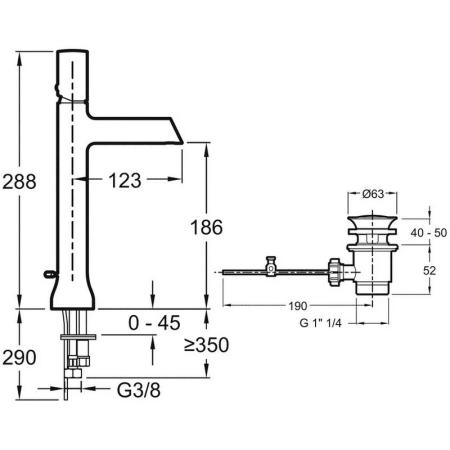Смеситель Jacob Delafon TOOBI E8990-BN для раковины полированный никель с донным клапаном