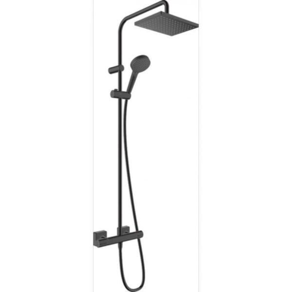 Душевая система Hansgrohe 26286670 Vernis Shape для душа, термостат 230х170/100 мм, 1/2 режима черный матовый