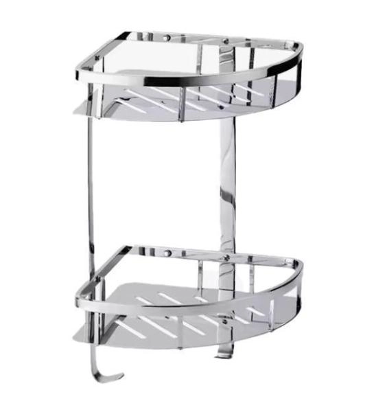 Полка для ванной 2-х ярусная угловая WONZON & WOGHAND, Хром (WW-4142)