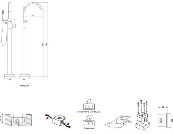 Смеситель для ванны Ravak Freedom FM 080.00 напольный X070059