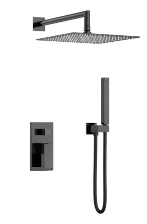 Смеситель встроенный для душа Boheme QUBIC Shine Gun Metal 474-3-SGM