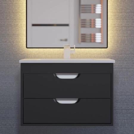 Тумба с раковиной для ванной Uperwood Modul 65 см, подвесная, матовая, черная