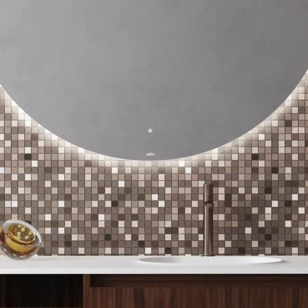 Salini Зеркало для ванны OMBRA 60х2.5см., круглое, с LED подсветкой, влагостойкое AGC Сrystalvision, сенс. выкл., крепления, обогрев, антизапот.