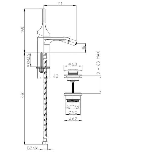 Смеситель для биде Bossini Apice E89601.030 с донным клапаном, хром