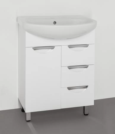 Тумба под раковину Style Line Elfante Жасмин 65 (3 ящ.) напольная с ящиками, белая
