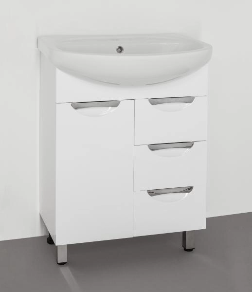 Тумба под раковину Style Line Elfante Жасмин 65 (3 ящ.) напольная с ящиками, белая