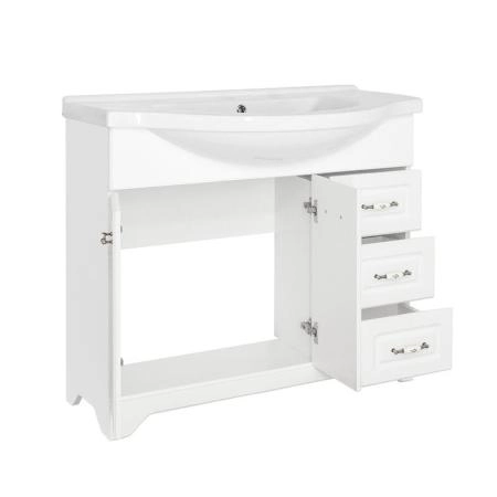 Тумба под раковину Style Line Elfante Олеандр-2 100 (3 ящ.) под раковину Эльбрус 100, Люкс белая