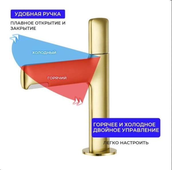 Смеситель Gappo G1052-81 для раковины сатин золотой