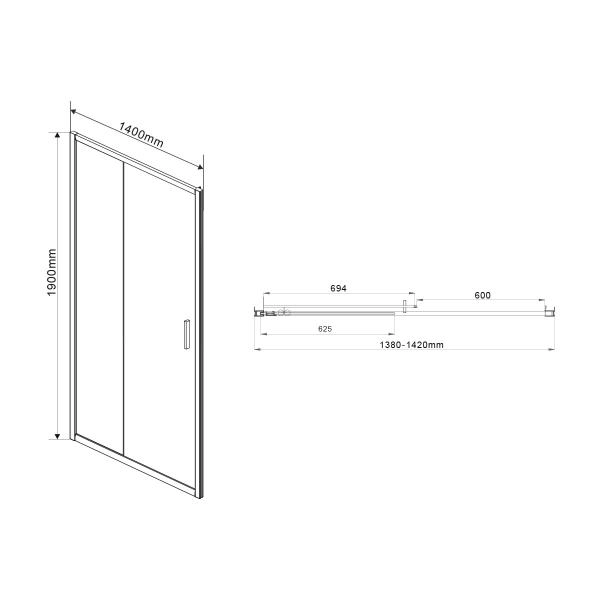 Душевая дверь Vincea Garda VDS-1G140CLG, 1400, брашированное золото, стекло прозрачное