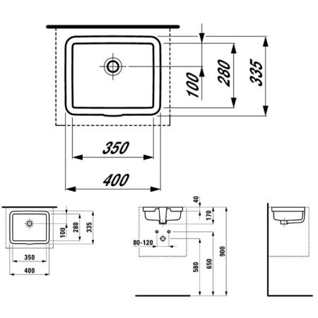 Laufen Living City Раковина 40х33.5х17 см, без отв., цвет: белый