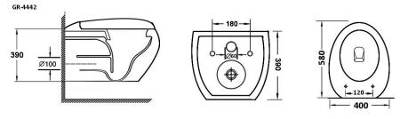 Унитаз Grossman GR-4442 (580*400*390) подвесной  с толстой крышкой