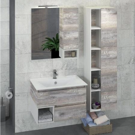 Зеркало шкаф Comforty Турин-75 дуб бежевый