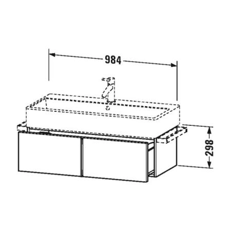 Duravit VA Тумба подвесная, 98.4x43.1х29.8см., с раковиной, 1 выдв.ящик, цвет: черный глянцевый