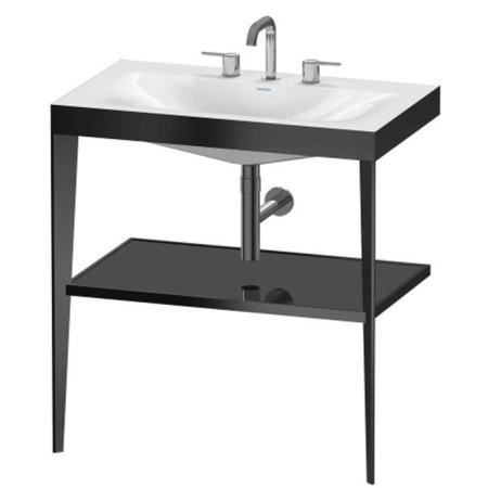 Duravit XViu Консоль напольная, 80x48x85см, с полкой, с раковиной без перелива, 3 отв., цвет: black matt/black high gloss lacquer