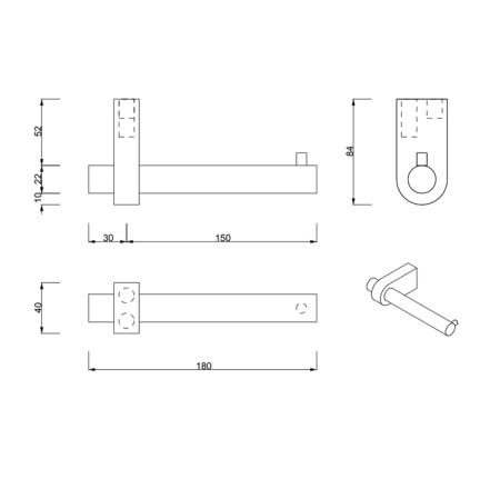 Decor Walther Century TPH1 Держатель туалетной бумаги, подвесной, цвет: хром