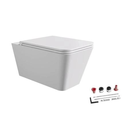 Alice Hide Square Унитаз 55х35см., подвесной, безободковый, с сиденьем и крышкой с микролифтом, с набором для крепления, цвет: белый матовый