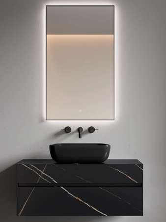 Вертикальное Зеркало Boheme мет. рама, подсв., сенсор, антизапотевание, 100*60, MATT GOLD 569-MG