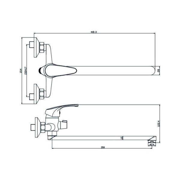 Смеситель OLIVES Avila 02221AV для ванны,хром