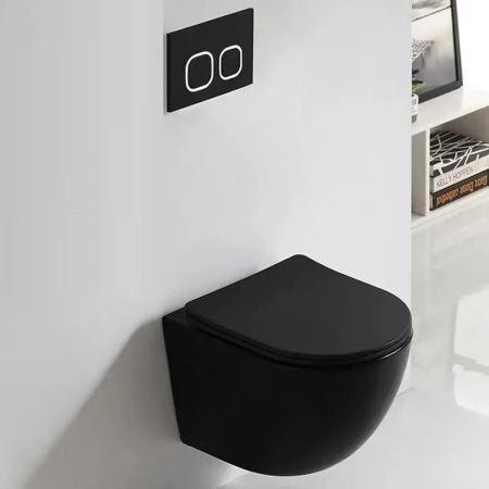 Унитаз Cerutti SPA TICINO Aria MB подвесной безободковый черный матовый CT8918 (485х365х350)